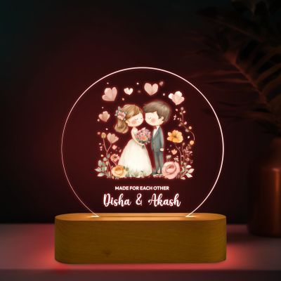 Personalized Couple Night Lamp Customized with Name Anniversary Gift for Husband Wife, Bhaiya Bhabhi, Didi & Jiju Birthday Gift Valentines Day Gift 7 Color Changing Light
