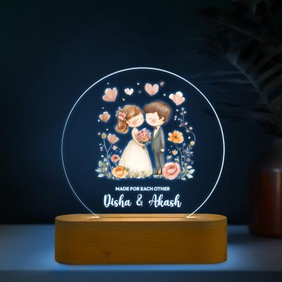 Personalized Couple Night Lamp Customized with Name Anniversary Gift for Husband Wife, Bhaiya Bhabhi, Didi & Jiju Birthday Gift Valentines Day Gift 7 Color Changing Light
