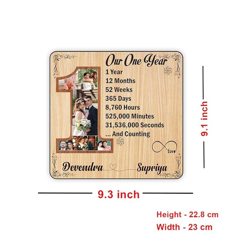 1st Anniversary Gift Personalized With Photo & Name | Wooden Photo Frame Anniversary Gift For Wife 1st Anniversary Gift for Husband Gift For Loveable Person