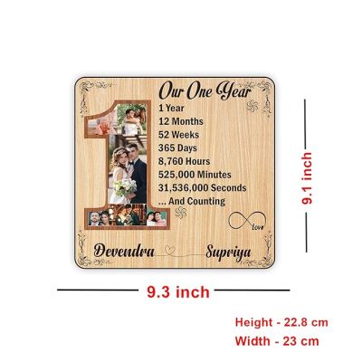 1st Anniversary Gift Personalized With Photo & Name | Wooden Photo Frame Anniversary Gift For Wife 1st Anniversary Gift for Husband Gift For Loveable Person