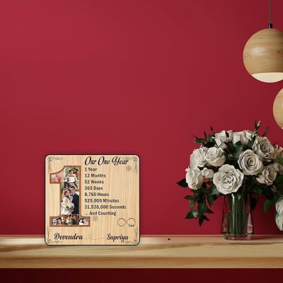 1st Anniversary Gift Personalized With Photo & Name | Wooden Photo Frame Anniversary Gift For Wife 1st Anniversary Gift for Husband Gift For Loveable Person
