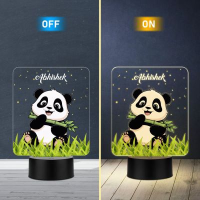 Personalized Cute Panda LED Night Lamp Custom with Name Deal Gift for Boys, Girls, Toddlers, and Nursery Kids Bedroom Bedside Table Lamp Warm White Light