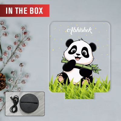 Personalized Cute Panda LED Night Lamp Custom with Name Deal Gift for Boys, Girls, Toddlers, and Nursery Kids Bedroom Bedside Table Lamp Warm White Light