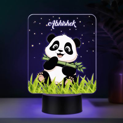 Personalized Cute Panda LED Night Lamp Custom with Name Deal Gift for Boys, Girls, Toddlers, and Nursery Kids Bedroom Bedside Table Lamp Multicolored Light