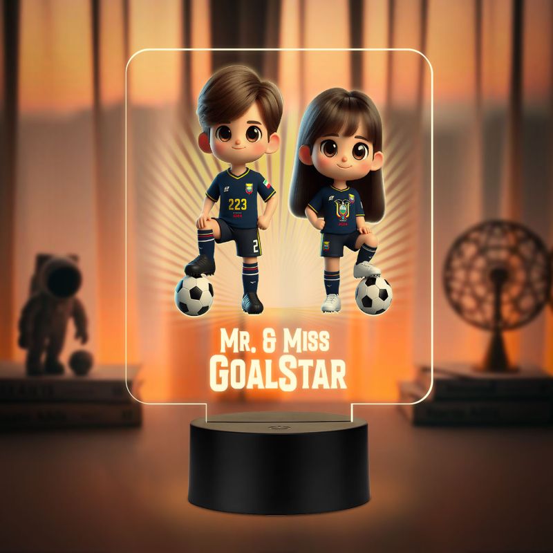 Personalized Football Led Desk Table Lamp with Warm White Light Gift for Football Couple & Player | Football Theme Nightlight & Gift