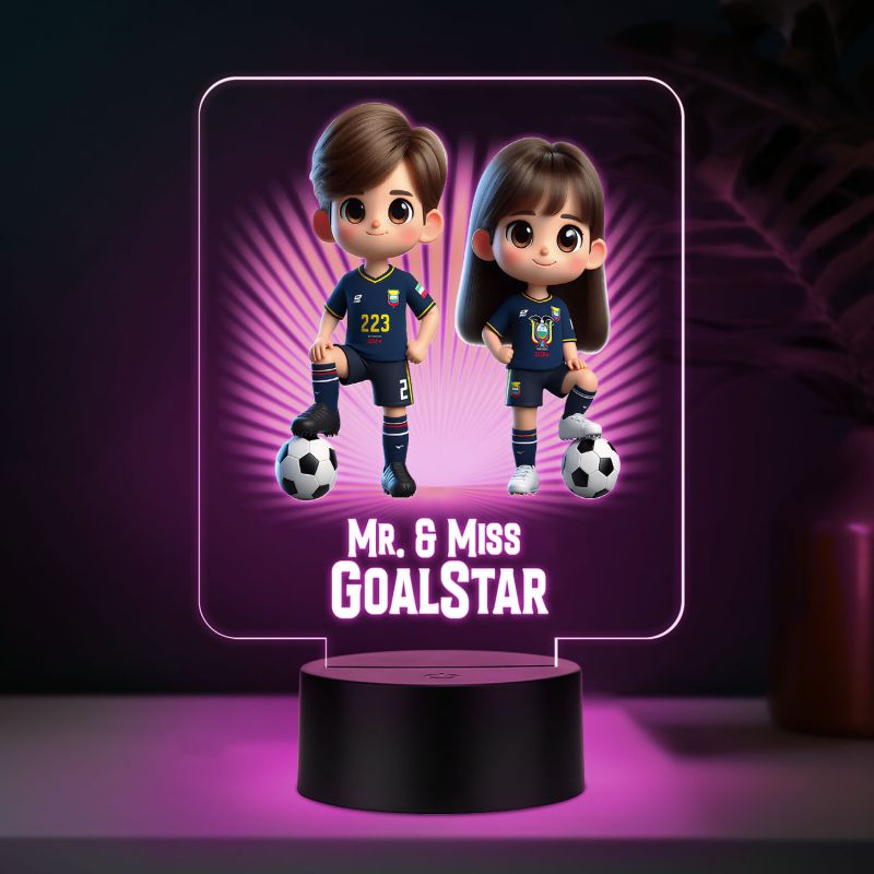 Personalized Football Led Desk Table Lamp with Automatic Color Changing Light Gift for Football Couple & Player | Football Theme Nightlight & Gift