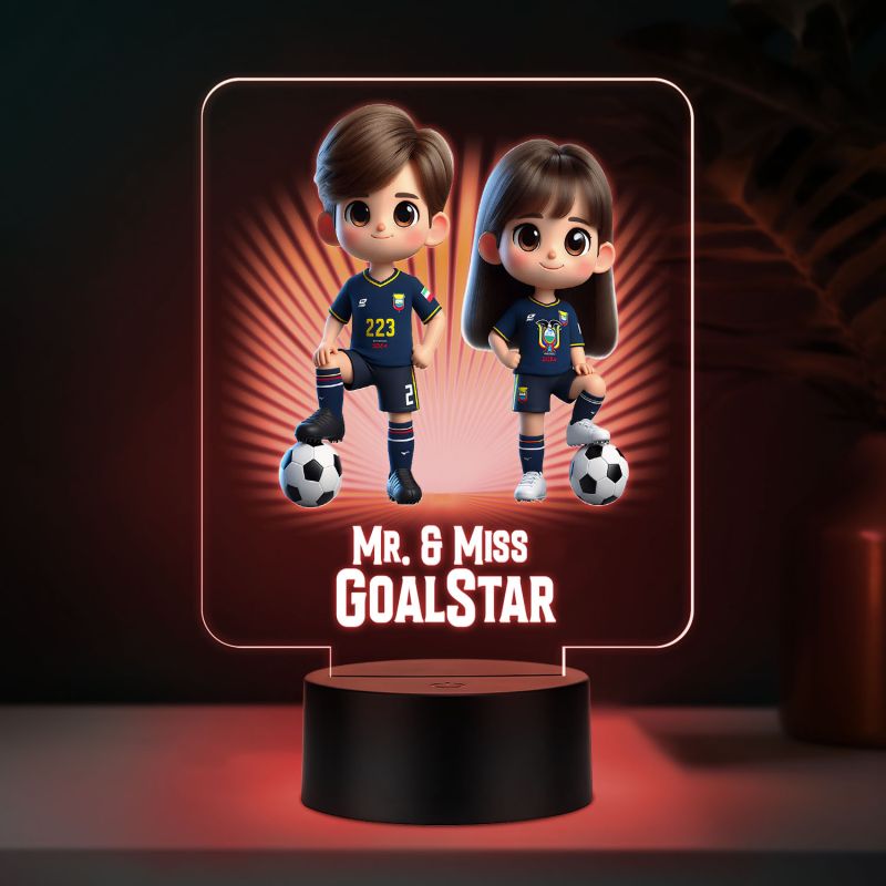 Personalized Football Led Desk Table Lamp with Automatic Color Changing Light Gift for Football Couple & Player | Football Theme Nightlight & Gift