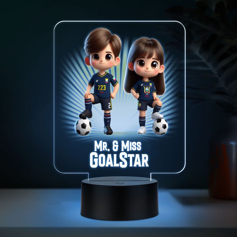 Personalized Football Led Desk Table Lamp with Automatic Color Changing Light Gift for Football Couple & Player | Football Theme Nightlight & Gift