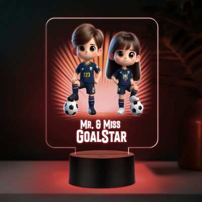 Personalized Football Led Desk Table Lamp with Automatic Color Changing Light Gift for Football Couple & Player | Football Theme Nightlight & Gift