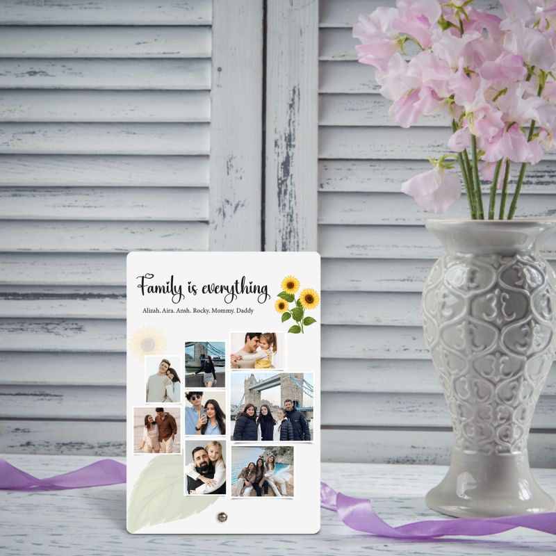 Personalized Photo Collage Frame With Stand Pin Included, Family is Everything Quote Gift For Family Office Tabletop Decor