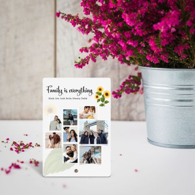 Personalized Photo Collage Frame With Stand Pin Included, Family is Everything Quote Gift For Family Office Tabletop Decor