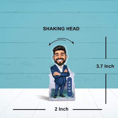Personalized Acrylic Funny face Caricature with Moving Head Solar Powered Bobblehead Figurine for Car Dashboard, Office Table ,Home Decor Gift for Boss, Friends & Manager