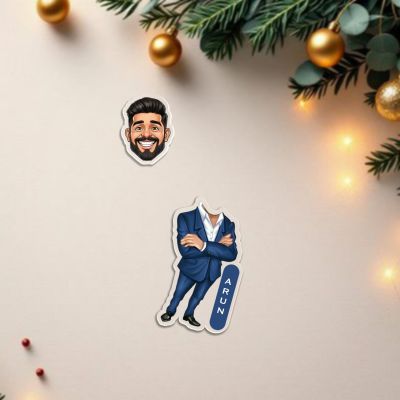 Personalized Acrylic Funny face Caricature with Moving Head Solar Powered Bobblehead Figurine for Car Dashboard, Office Table ,Home Decor Gift for Boss, Friends & Manager