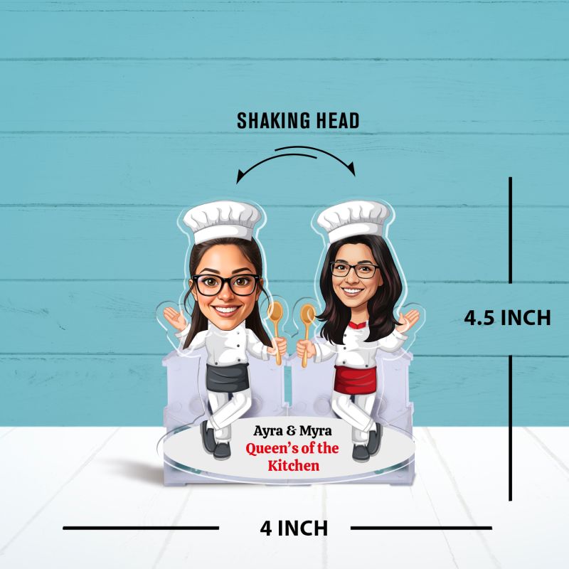 Personalized Chef Bobblehead Caricature Solar Powered with Moving Head Custom with Name Unique Kitchen Decor Gift for Chef Gift for Cooks and Foodies Home Decor