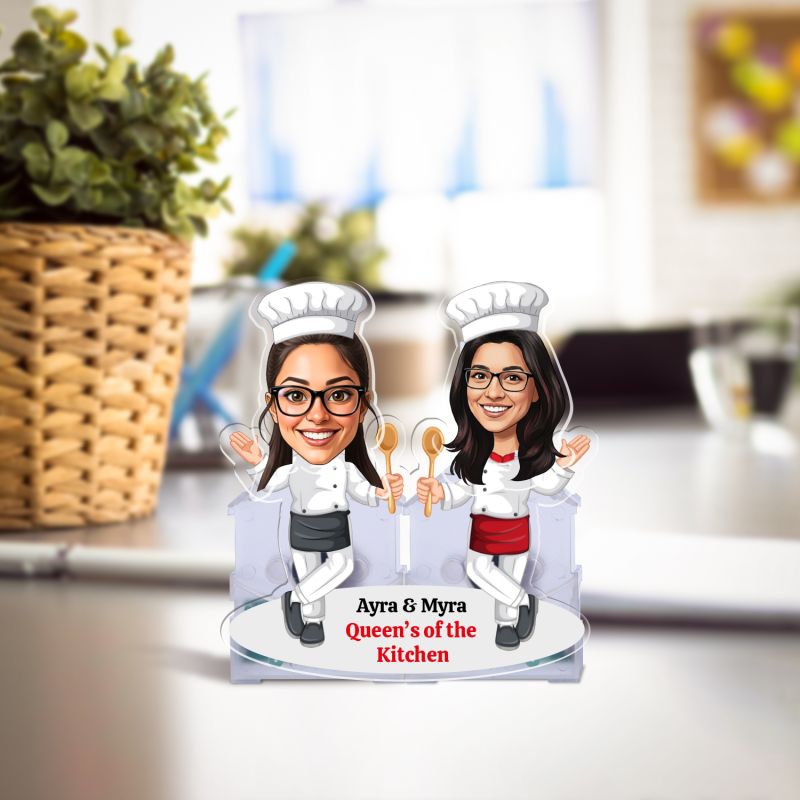 Personalized Chef Bobblehead Caricature Solar Powered with Moving Head Custom with Name Unique Kitchen Decor Gift for Chef Gift for Cooks and Foodies Home Decor