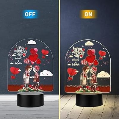 Personalized Valentine LED Lamp with Custom Name Warm White Romantic Night Light Valentine Gift for Couples Couple Night Light Frame Lamp