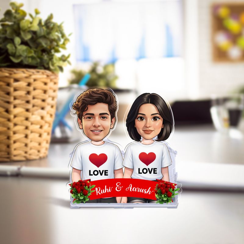 Personalized Couple Bobblehead Caricature Gift for Husband, Wife, Girlfriend, Boyfriend & Friends Solar Powered Moving Head Couple Gift for Birthday (Love Couple Gift)