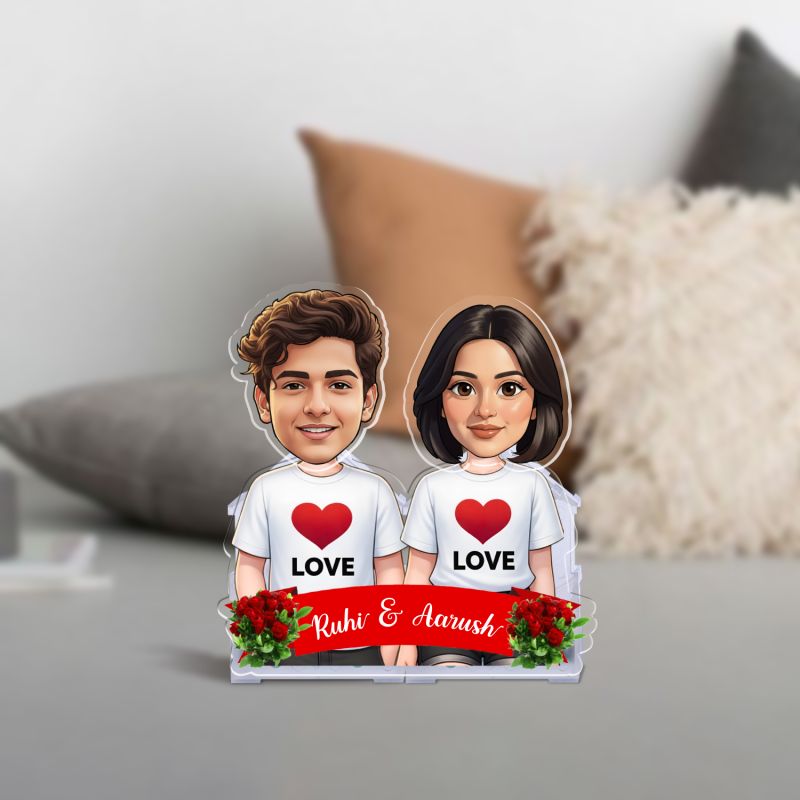 Personalized Couple Bobblehead Caricature Gift for Husband, Wife, Girlfriend, Boyfriend & Friends Solar Powered Moving Head Couple Gift for Birthday (Love Couple Gift)