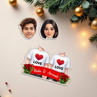 Personalized Couple Bobblehead Caricature Gift for Husband, Wife, Girlfriend, Boyfriend & Friends Solar Powered Moving Head Couple Gift for Birthday (Love Couple Gift)