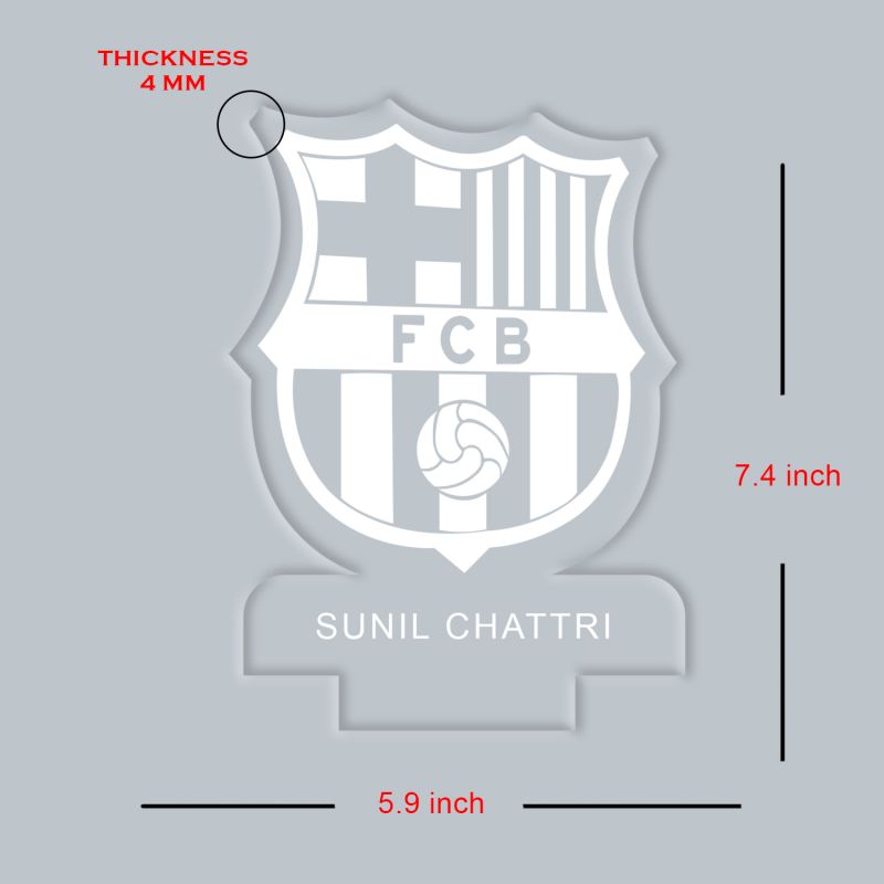 Personalized FCB Football Club LED Night Lamp Custom with Name Warm White Light Gift for Football Lover Football Theme Return Gift