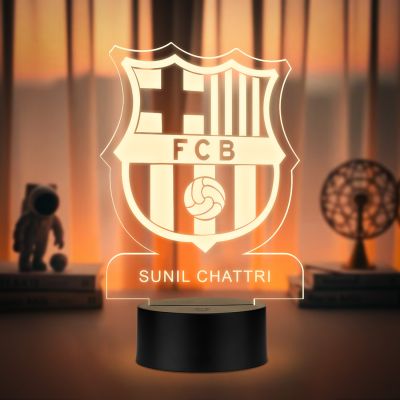 Personalized FCB Football Club LED Night Lamp Custom with Name Warm White Light Gift for Football Lover Football Theme Return Gift
