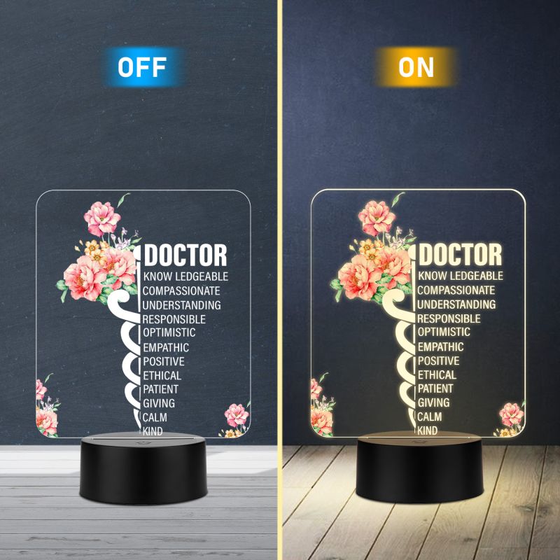 Doctor Appreciation LED Night Light Medical Symbol Acrylic Lamp with Warm White Black Base Thankyou Gift for Doctor Doctor Appreciation Gifts