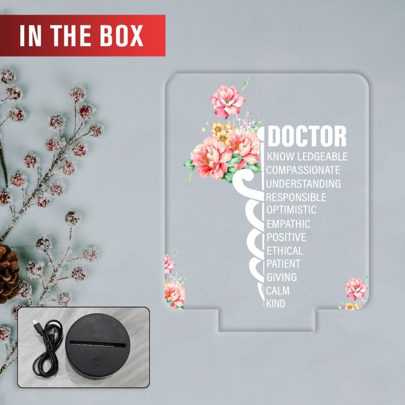 Doctor Appreciation LED Night Light Medical Symbol Acrylic Lamp with Warm White Black Base Thankyou Gift for Doctor Doctor Appreciation Gifts