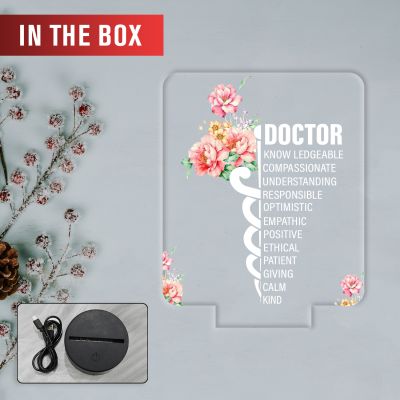 Doctor Appreciation LED Night Light Medical Symbol Acrylic Lamp with Warm White Black Base Thankyou Gift for Doctor Doctor Appreciation Gifts
