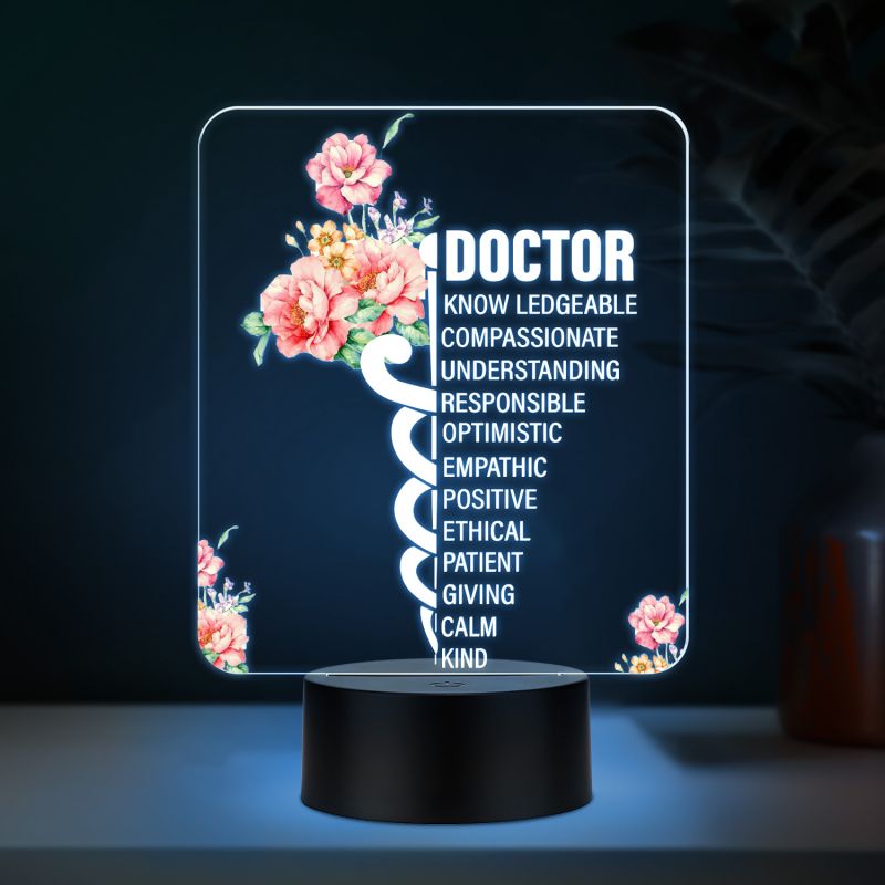Doctor Appreciation LED Night Light Medical Symbol Acrylic Lamp with Color Changing Black Base Thankyou Gift for Doctor Doctor Appreciation Gifts