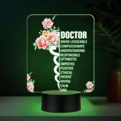 Doctor Appreciation LED Night Light Medical Symbol Acrylic Lamp with Color Changing Black Base Thankyou Gift for Doctor Doctor Appreciation Gifts