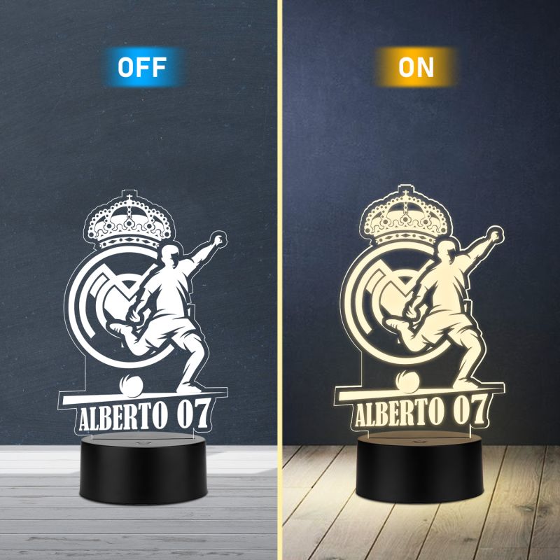Personalized Football Theme Soccer Player LED Night Lamp with Warm White Light Gift for Football Player Sports Room Décor Gift