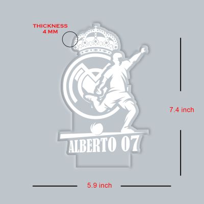 Personalized Football Theme Soccer Player LED Night Lamp with Warm White Light Gift for Football Player Sports Room Décor Gift