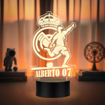 Personalized Football Theme Soccer Player LED Night Lamp with Warm White Light Gift for Football Player Sports Room Décor Gift