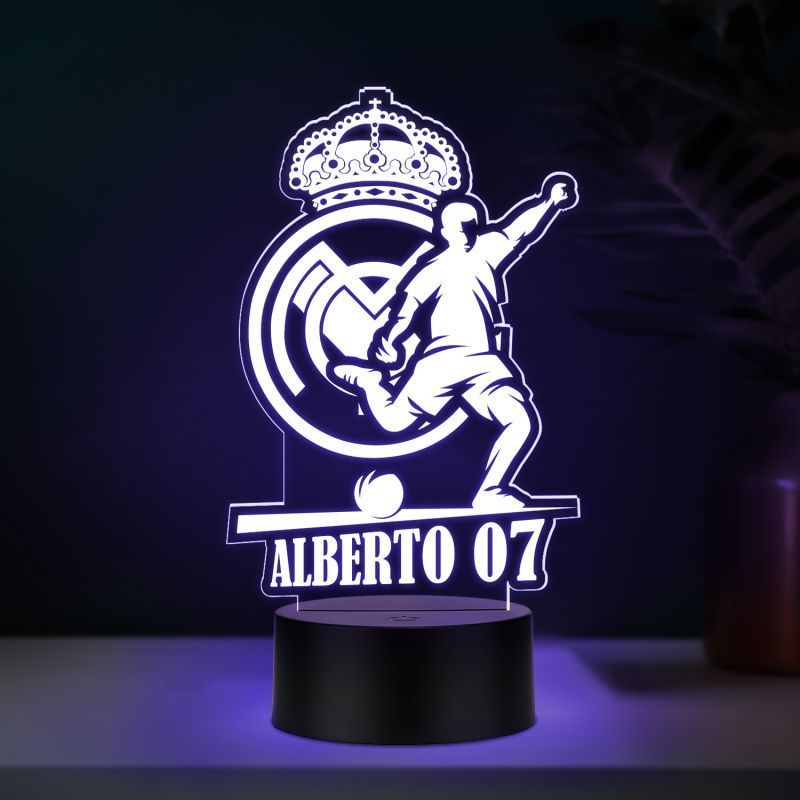 Personalized Football Theme Soccer Player LED Night Lamp with Automatic Color Changing Light Gift for Football Player Sports Room Décor Gift