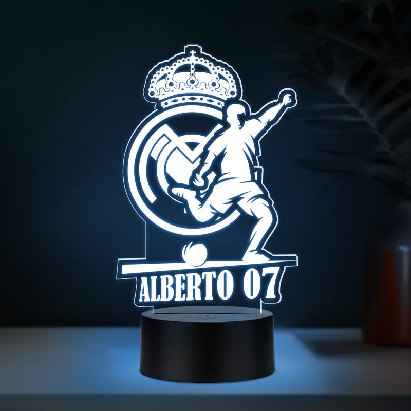 Personalized Football Theme Soccer Player LED Night Lamp with Automatic Color Changing Light Gift for Football Player Sports Room Décor Gift