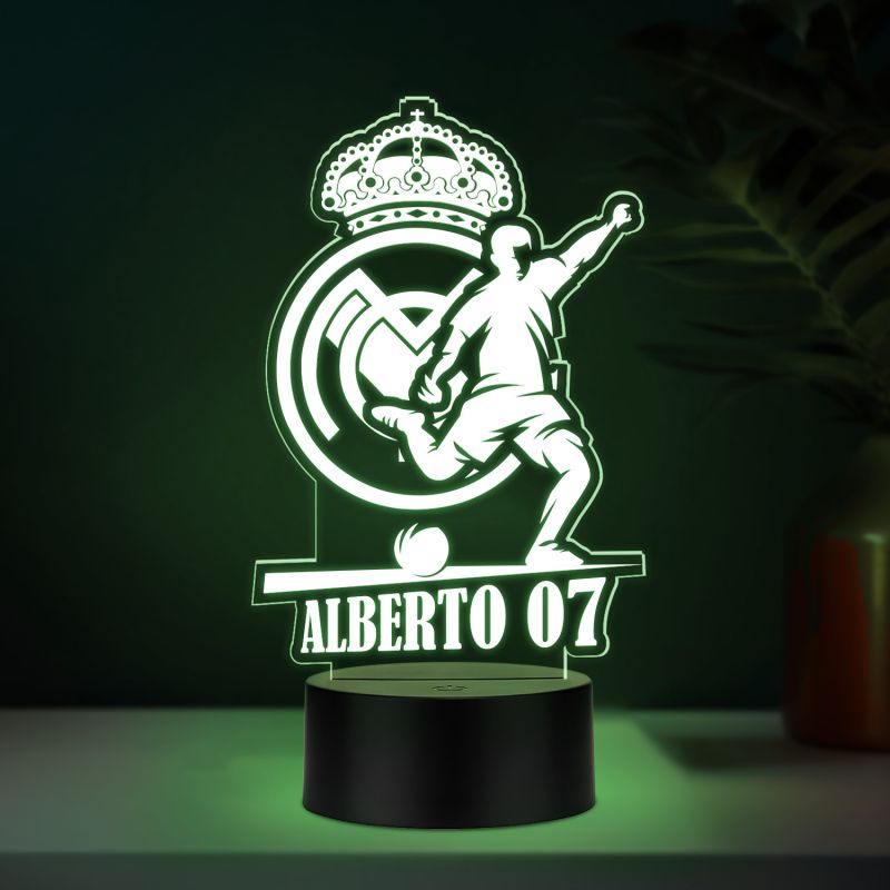Personalized Football Theme Soccer Player LED Night Lamp with Automatic Color Changing Light Gift for Football Player Sports Room Décor Gift