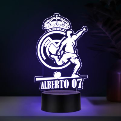Personalized Football Theme Soccer Player LED Night Lamp with Automatic Color Changing Light Gift for Football Player Sports Room Décor Gift