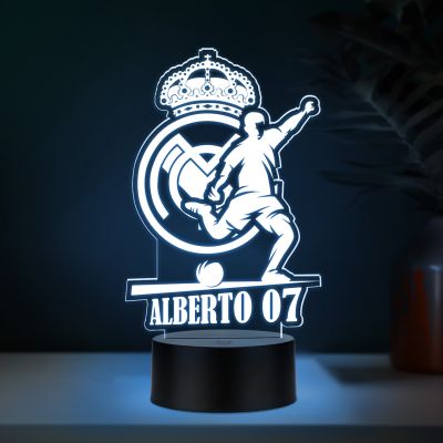 Personalized Football Theme Soccer Player LED Night Lamp with Automatic Color Changing Light Gift for Football Player Sports Room Décor Gift