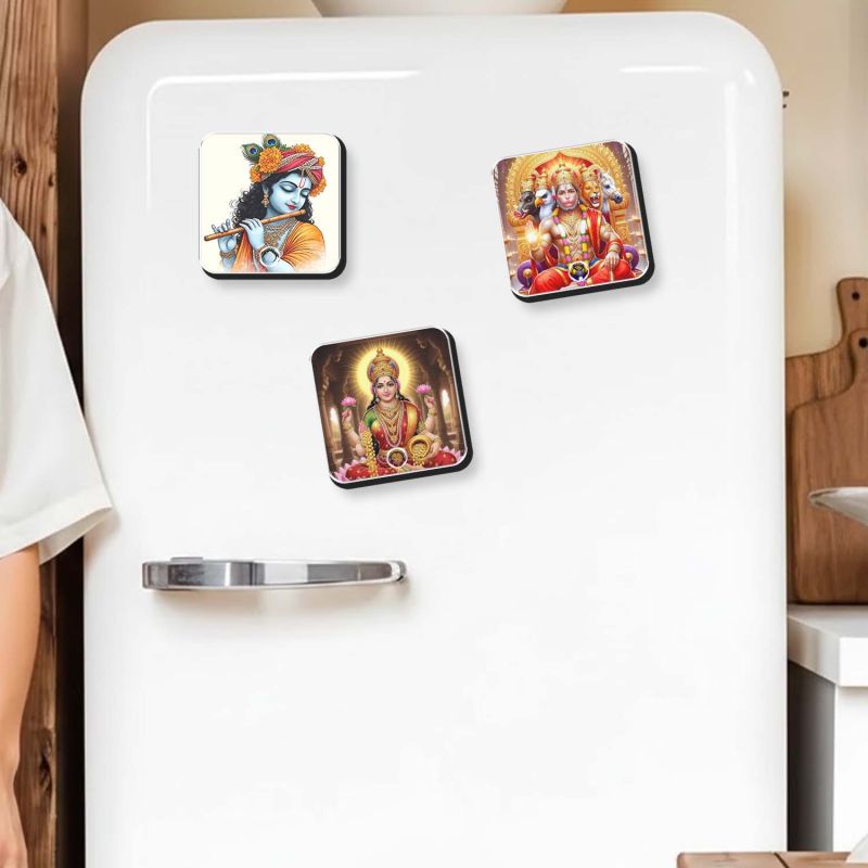 Musical Krishna Mantra Fridge Magnet with Sound Krishna Bhajan Playing Spiritual Magnet for Home, Office & Car Devotional Return Gift for Puja, Housewarming, Janmashtami & Festivals