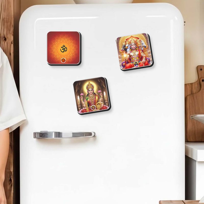 Musical OM Fridge Magnet with Mantra Sound Om Chant Playing Spiritual Magnet for Home, Office & Car Decor Devotional Gift & Return Gift for Puja, Housewarming, Diwali & Festivals