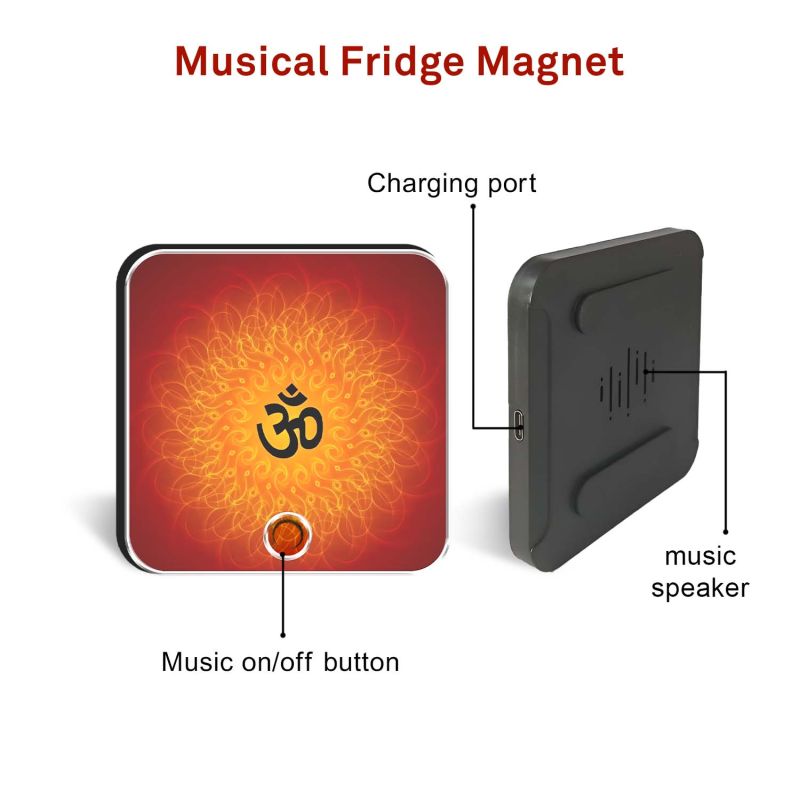 Musical OM Fridge Magnet with Mantra Sound Om Chant Playing Spiritual Magnet for Home, Office & Car Decor Devotional Gift & Return Gift for Puja, Housewarming, Diwali & Festivals