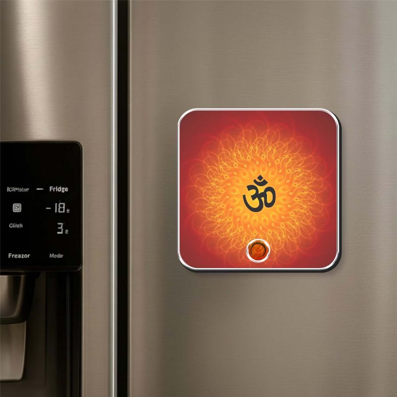 Musical OM Fridge Magnet with Mantra Sound Om Chant Playing Spiritual Magnet for Home, Office & Car Decor Devotional Gift & Return Gift for Puja, Housewarming, Diwali & Festivals
