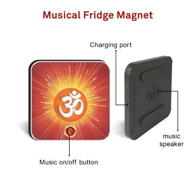 Om Mantra Playing Musical Fridge Magnet Hindu Spiritual Sound Magnet for Home Mandir, Office & Car Religious Devotional Gift Item Festive Return Gift