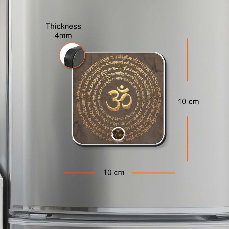 Musical OM Fridge Magnet with Mantra Sound Om Chant Playing Spiritual Magnet for Home, Office & Car Devotional Gift Item Return Gift for Puja, Housewarming & Festivals