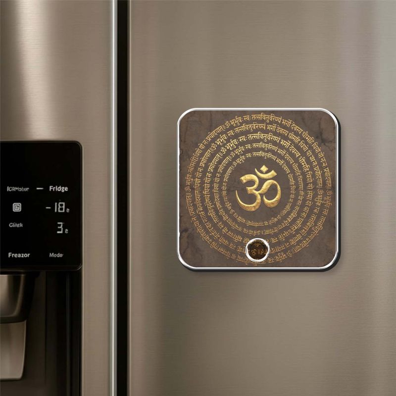 Musical OM Fridge Magnet with Mantra Sound Om Chant Playing Spiritual Magnet for Home, Office & Car Devotional Gift Item Return Gift for Puja, Housewarming & Festivals
