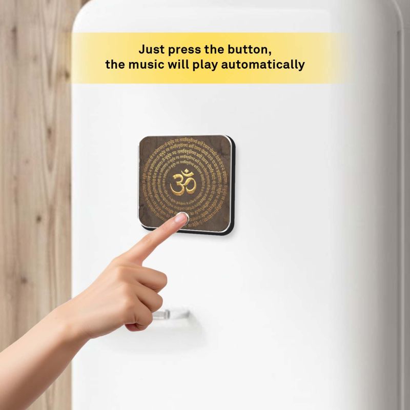 Musical OM Fridge Magnet with Mantra Sound Om Chant Playing Spiritual Magnet for Home, Office & Car Devotional Gift Item Return Gift for Puja, Housewarming & Festivals