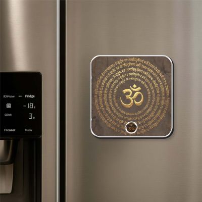 Musical OM Fridge Magnet with Mantra Sound Om Chant Playing Spiritual Magnet for Home, Office & Car Devotional Gift Item Return Gift for Puja, Housewarming & Festivals