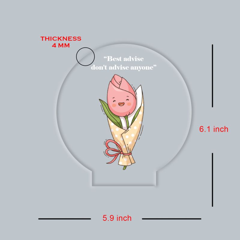 Inspirational Quote LED Night Lamp with Warm White Light Flower Design Theme Decorative Acrylic Light Motivational Study Table Lamp (Best Advise Don't Advise Anyone)