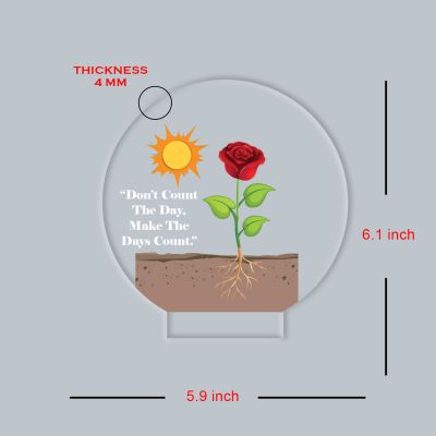 Inspirational Quote LED Night Lamp with Warm White Light Flower Design Theme Decorative Acrylic Light Motivational Study Table Lamp (Don't Count The Day, Make The Days Count)