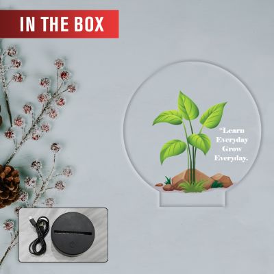 3D Illusion Flower Theme Design LED Night Lamp with Automatic Color Changing Light Motivational Desk Decor | Study Table Lamp (Learn Every Grow Everyday)